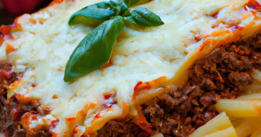 Lasagne s boloňskou omáčkou.