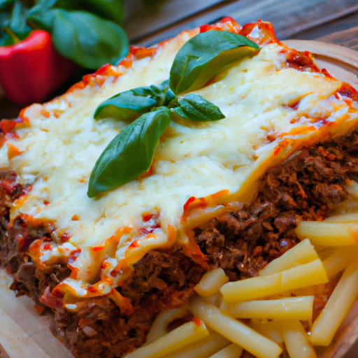 Lasagne s boloňskou omáčkou.