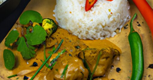 Kuřecí korma curry s rýží.