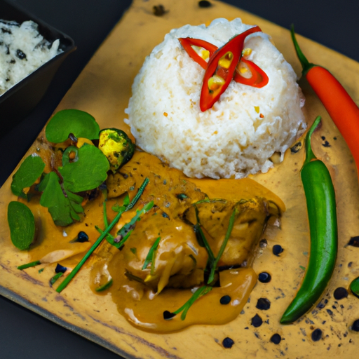 Kuřecí korma curry s rýží.