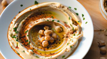 Hummus s hořčicí a bylinkami.