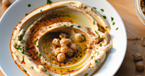 Hummus s hořčicí a bylinkami.