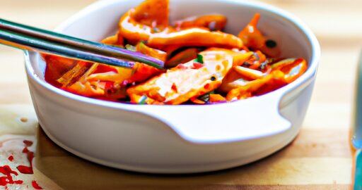 Kimchi-čigae sočivová polévka s kuřecím masem