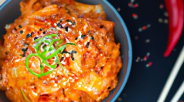 Korejský kimchi rýže s vajíčkem