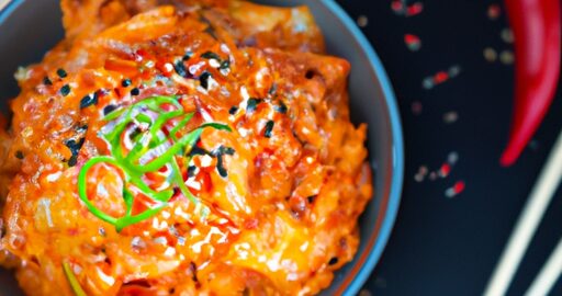 Korejský kimchi rýže s vajíčkem