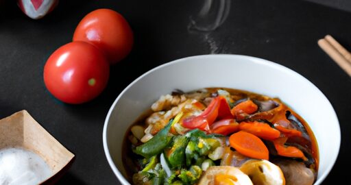 Ramen s karamelizovaným vepřovým masem.