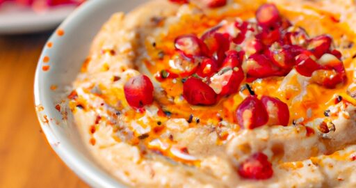 Hummus s ořechy a granátovými semínky