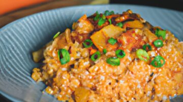 Kimchi fried rice s vajíčkem.