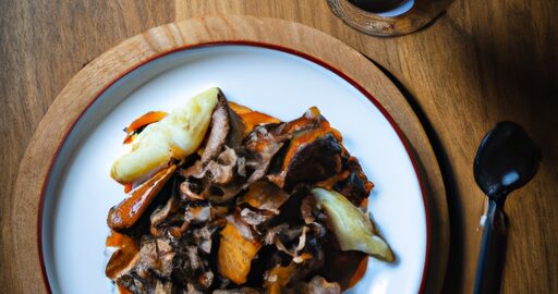 Boeuf bourguignon bečka s burgundským vínem.