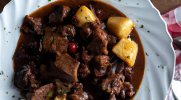 Hovězí Bourguignon s brambory.