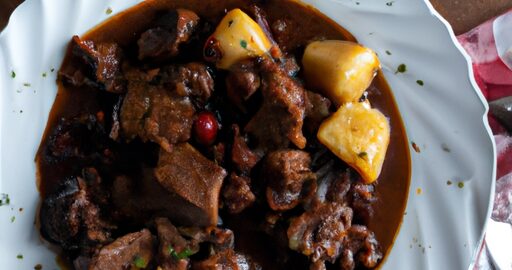 Hovězí Bourguignon s brambory.