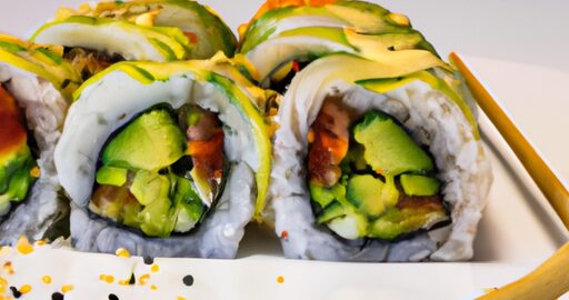 Sushi z lososa avokádem a ředkvičkami