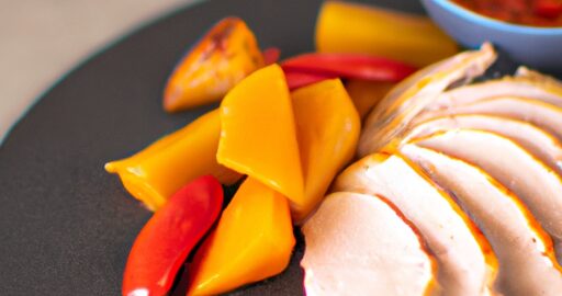 Smažená kachna s manga salsa.