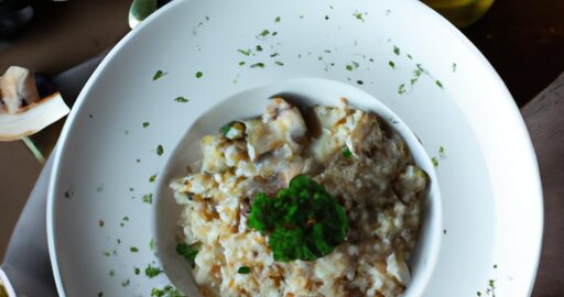 Risotto ai funghičeřený parmezánřímský kořením.