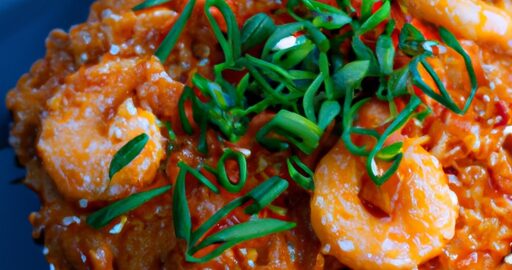 Kimchi fried rice s krevetami.