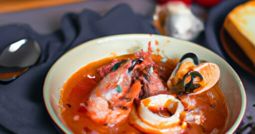 Bouillabaisse s křupavým bagetem.