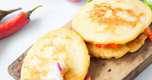 Kuřecí arepas se salsou.