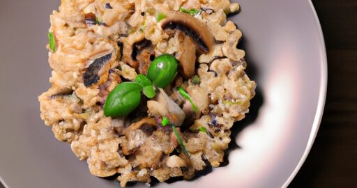 Risotto ai funghi cotto al vino.