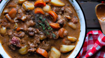 Hovězí Bourguignon s houbami a cibulí