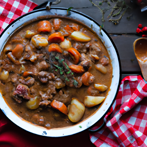 Hovězí Bourguignon s houbami a cibulí