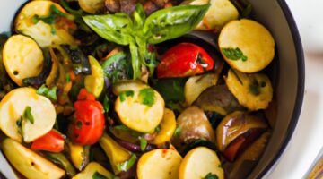 Ratatouille s pečenými zeleninami a bylinkami.