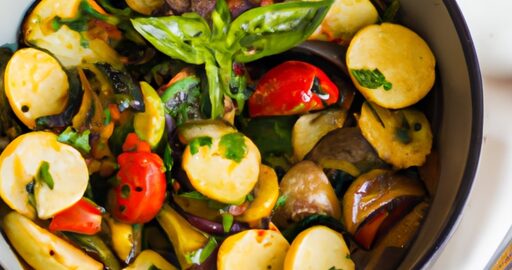 Ratatouille s pečenými zeleninami a bylinkami.