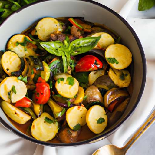 Ratatouille s pečenými zeleninami a bylinkami.