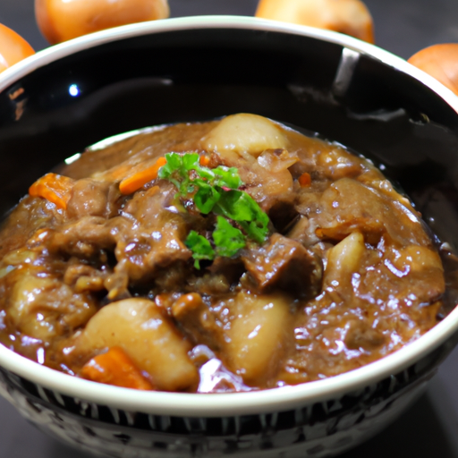 Cibulová polévka sýrovým krutonem