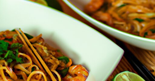 Indonéské nudle s krevetami.