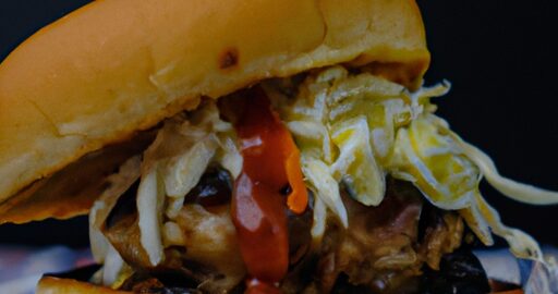 Hamburgr s hranolkami a cole slaw.