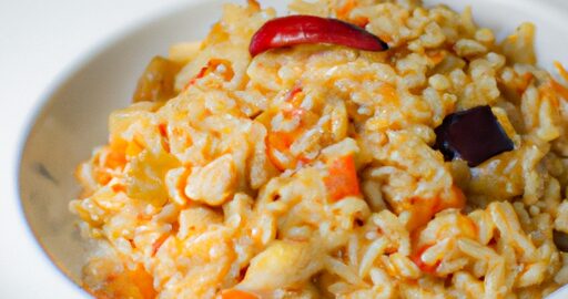 Rizoto s houbami a šunkou.