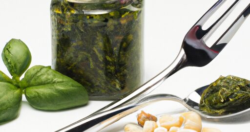 Italský pesto těstoviny s bazalkou.