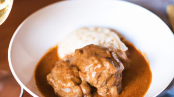 Hovězí burgundské s kroupami.