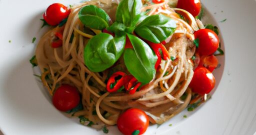 Linguine s pesto a cherry rajčaty