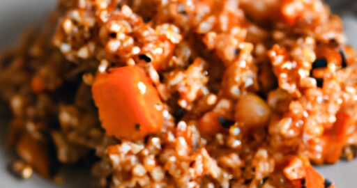 Rajčatová zapečená quinoa s fazolemi.