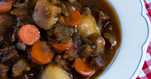 Hovězí Bourguignonne s houbami a cibulí