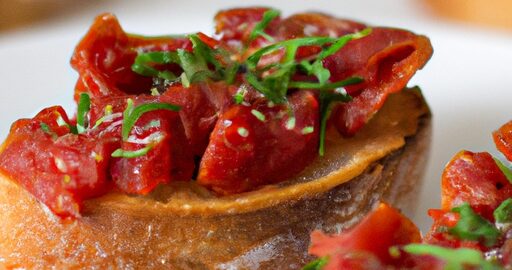 Rajčatová bruschetta s bazalkou.