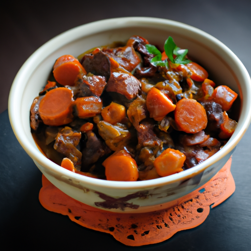 Hovězí Bourguignon s cibulí a kořením