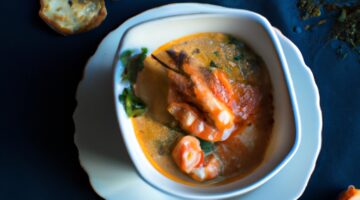 Bouillabaisse s chlebem a aioli.