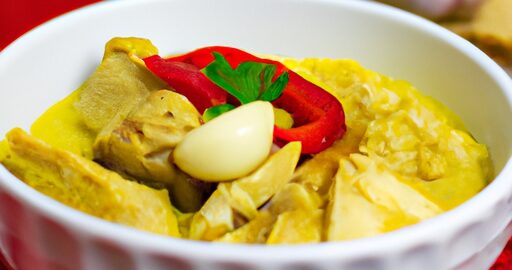 Jemná kuřecí kari s hříbky.