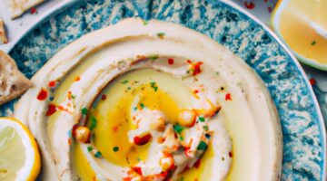 Hummus s využitím cizrny a citronové šťávy.