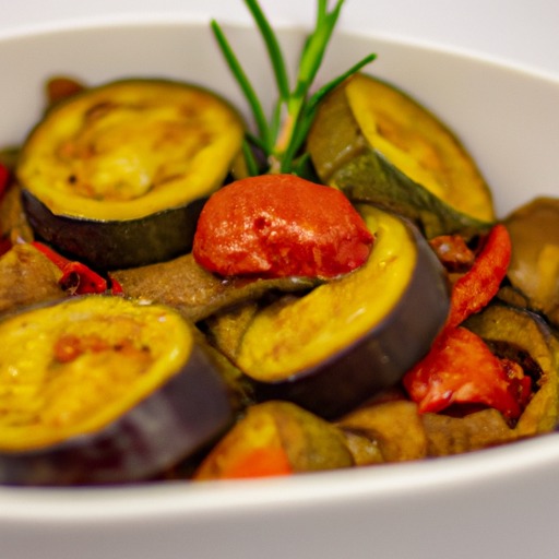Ratatouille s bylinkami a olivami.