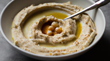 Hummus s falešným mletým m’jedra.