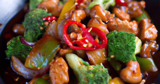 Kung Pao kuře s arašídy.