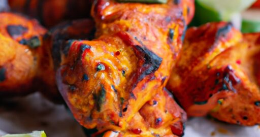 Tandoori kuřecí maso na jehle