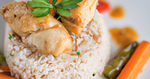 Kuřecí játra s cibulí a rýží.