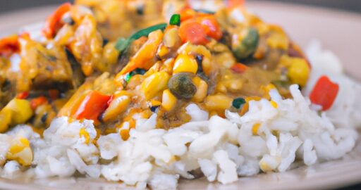 Jednoduché kuře kari s rýží.