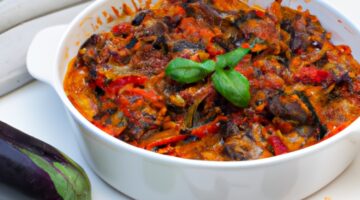 Ratatouille s kozím sýrem.