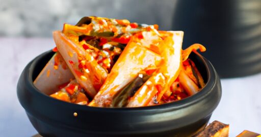 Kimchi – korejský pikantní kvašený zelí.