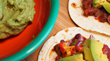 Pikantní kuřecí tacos s guacamole.